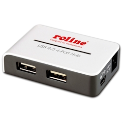 ROLINE USB 2.0 Hub Black and White", 4 Ports, mit Netzteil" Image