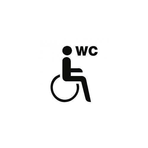„Aufkleber – Piktogramm WC Behinderte/barrierefrei mit Text „“WC““, Folie, 160×160 mm“