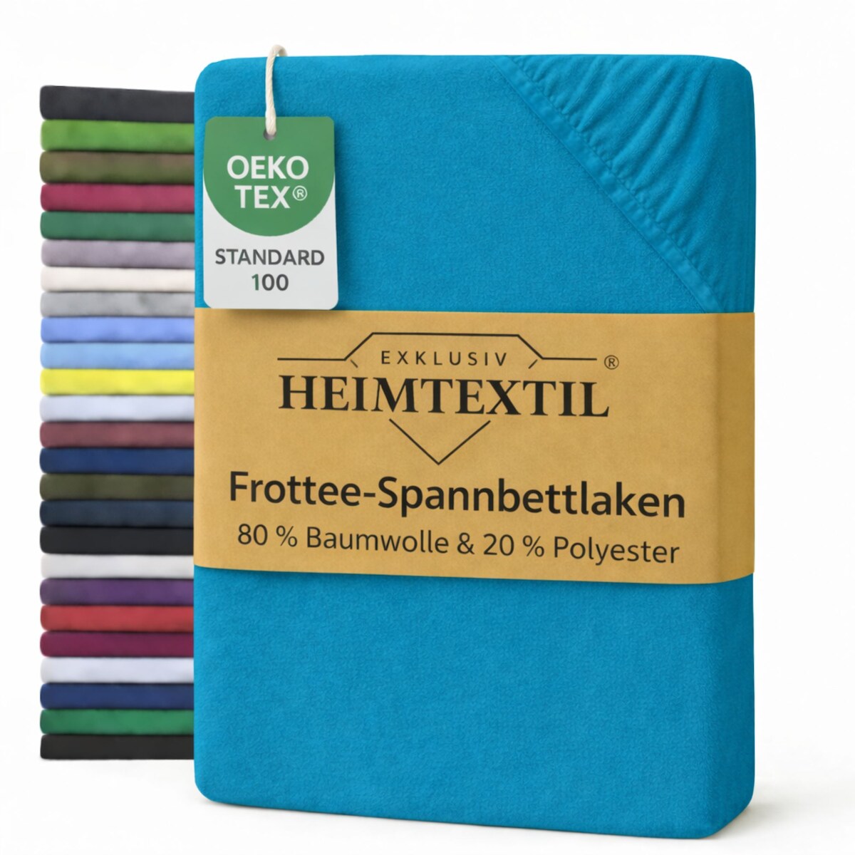 EXKLUSIV HEIMTEXTIL Frottee Spannbettlaken 60 - 70 x 140 cm Türkis 80% Baumwolle 20% Polyester Öko - Tex Zertifiziert Bed-Sheet Bettlaken Spannbetttu Image