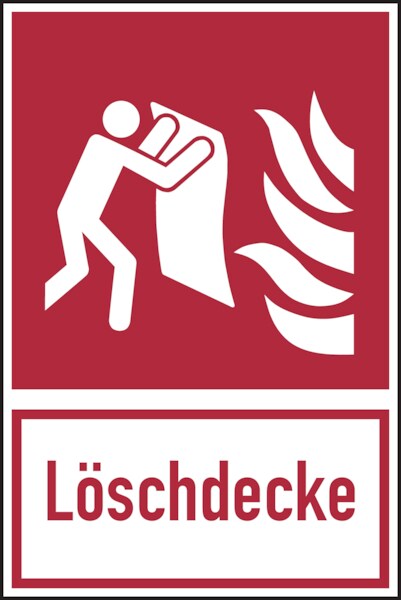Brandschutzzeichen, Kombischild Löschdecke - ASR A1.3 (DIN EN ISO 7010) - 200x300 mm Folie selbstklebend, nachleuchtend Image