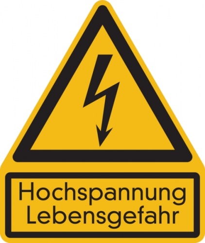 Warnschild, Kombischild, Hochspannung - 100x119x0.45 mm Aluminium geprägt Image