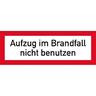 Aufkleber Aufzug im Brandfall nicht benutzen DIN 4066, Folie, 210x74 mm