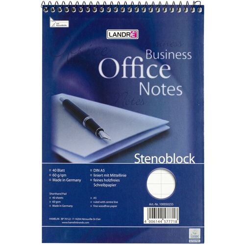 LANDRÉ Office Notizblock DIN A5 Liniert Spiralbindung Pappe Farbig sortiert Nicht perforiert 80 Seiten Pack 10 Image
