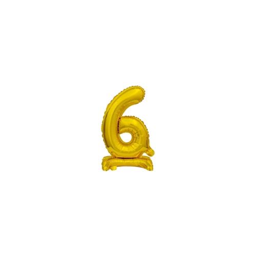 Folienballon Zahl 6 gold stehend