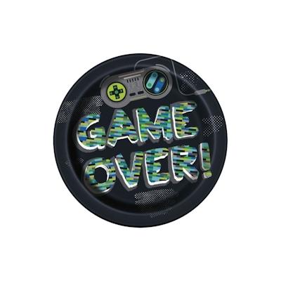 8 große Teller Gamer Geburtstag `Game Over`