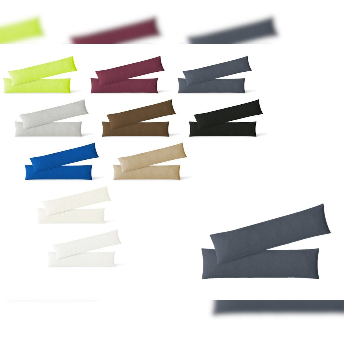 EXKLUSIV HEIMTEXTIL Kissenhülle Kissenbezug Doppelpack mit Reißverschluss hochwertige Jersey Qualität Anthrazit 40 x 145 cm Image