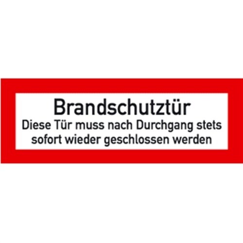 Aufkleber Brandschutztür Diese Tür muss nach Durchgang ..., Folie, doppelseitig, 210x74 mm Image