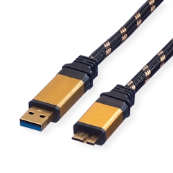 ROLINE GOLD USB 3.2 Gen 1 Kabel, USB A - Micro B, ST/ST, 0,8 m Image