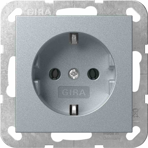Gira System 55 Steckdose, 1f, aluminium, Unterputz, Steckdose CEE 7/3 (Typ F), IP20, 446626 Image