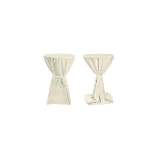 TexDeko Stehtischhussen Premium mit Schleifenband Ø 60cm Creme waschbar bis 40°, pflegeleicht, blickdicht