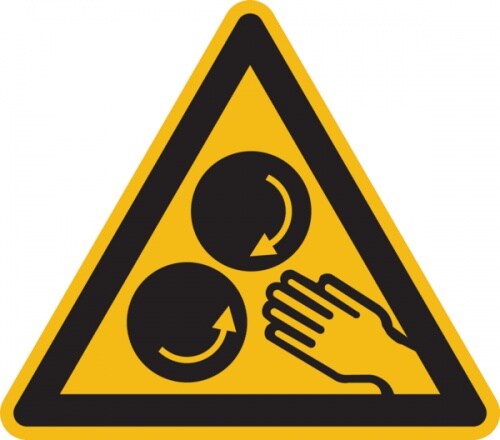 König Werbeanlagen Warnschild, Warnung vor laufenden Walzen - praxisbewährt - 200 mm Folie selbstklebend Image