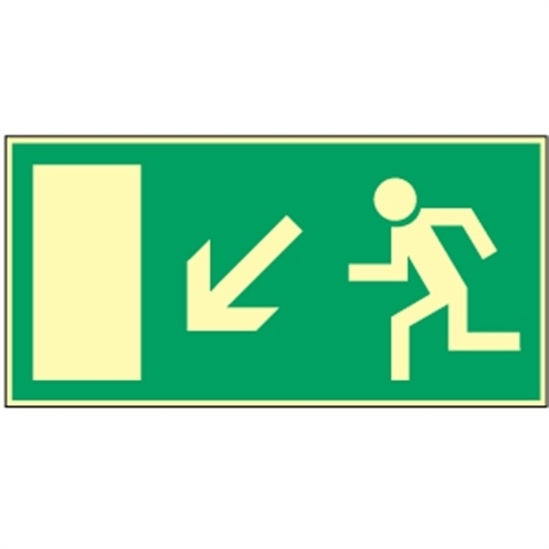 Aufkleber Rettungsweg links abwärts, BGV A8 (E13), Folie, nachl., 160-mcd, 400x200 mm Image