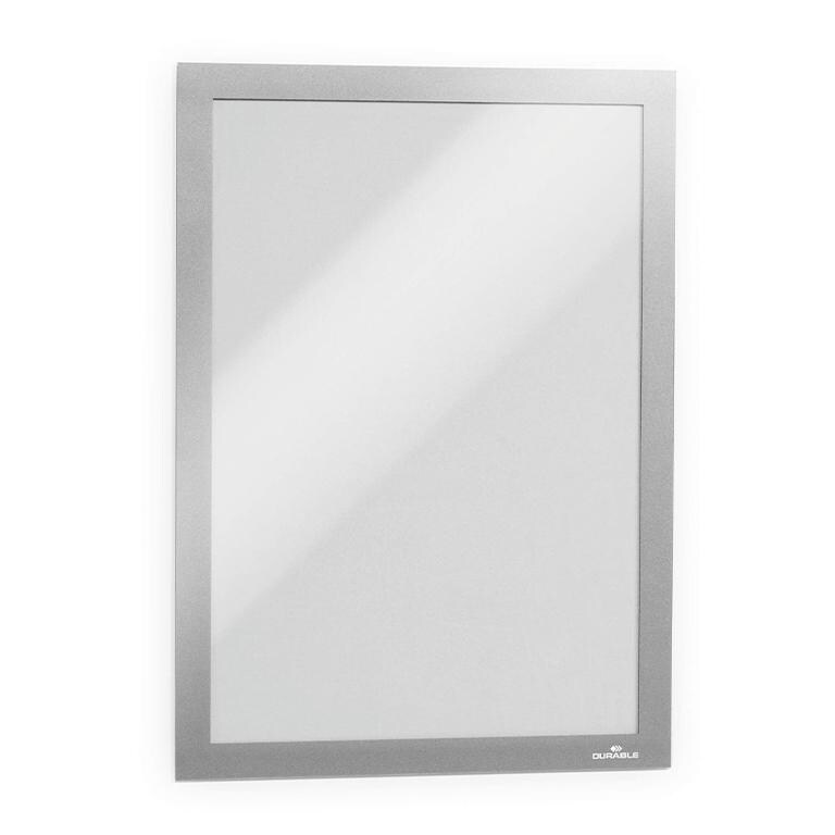 DURABLE DURAFRAME DIN A4 Inforahmen Selbstklebend, Magnetisch Silber Hartfolie 487223 23,4 (B) x 0,6 (T) x 32,6 (H) cm 2 Stück Image