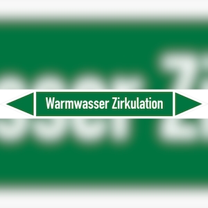 Rohrleitungskennzeichen Warmwasser Zirkulation - 270x37 mm Folie selbstklebend Image