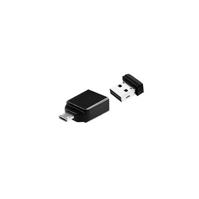 Verbatim Nano - USB-Stick 16 GB mit Micro USB-Adapter - Schwarz