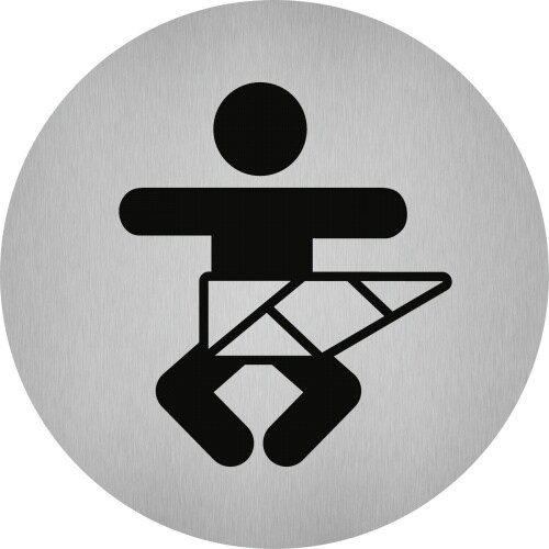 Piktogramm Wickelraum, Edelstahl, selbstklebend, Ø 50 mm Image