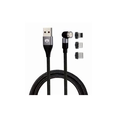 MonkeyTEC 3 in 1 Magnetisches Ladekabel mit Schnellladefunktion und Datenübertragung 540° drehbar für iPhone/Micro-USB/USB-C Image