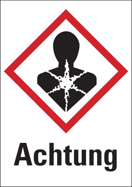 Aufkleber Gefahrstoffetiketten - Gesundheitsgefahr (GHS08) & Signalwort "Achtung" - 105 x 148 mm Folie selbstklebend Image