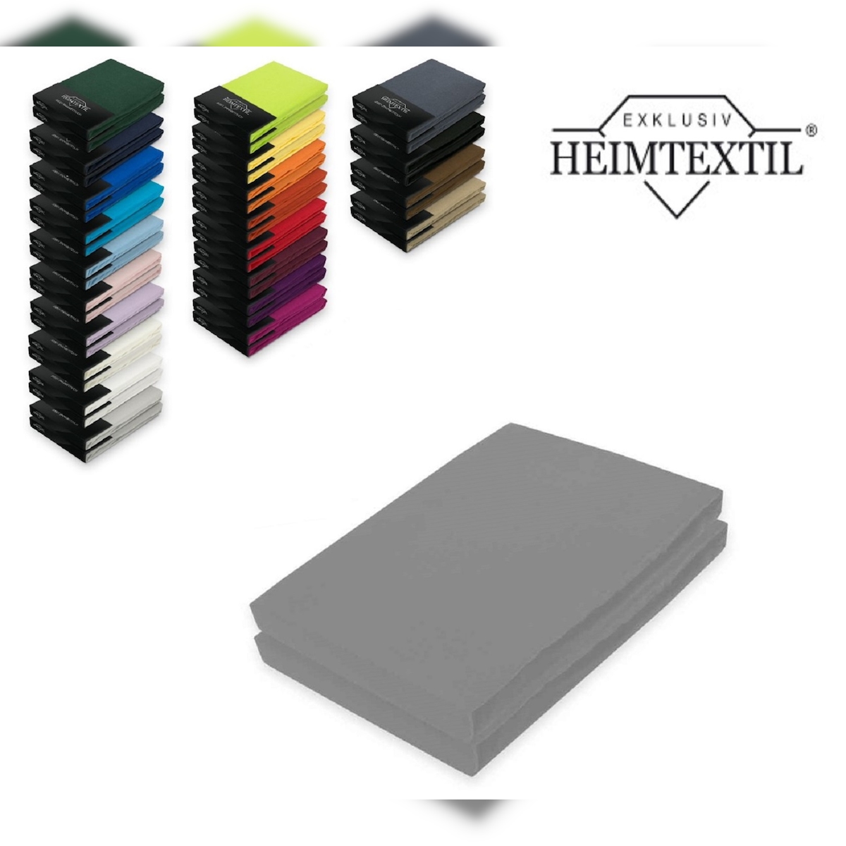 EXKLUSIV HEIMTEXTIL Marke Jersey Spannbettlaken Doppelpack Rundumgummizug 60 x 120 - 70 x 140 cm Grau Image