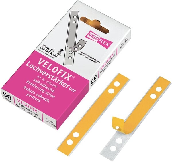Veloflex Velofix Lochverstärker selbstklebend, transparent, Hartfolie, 15 x 105 mm, Packung á 50 Stück Image