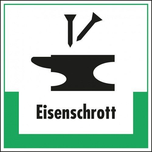 Aufkleber I Abfallkennzeichen Eisenschrott, mit Symbol und Text, Folie, selbstklebend, 200x200mm Image