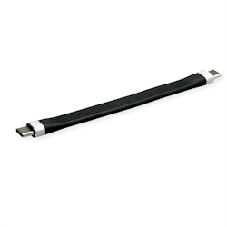 ROLINE USB 3.2 Gen 2 Silikonkabel, Emark, C-C, ST/ST, 10Gbit/s, 60W, schwarz, 11 cm Image