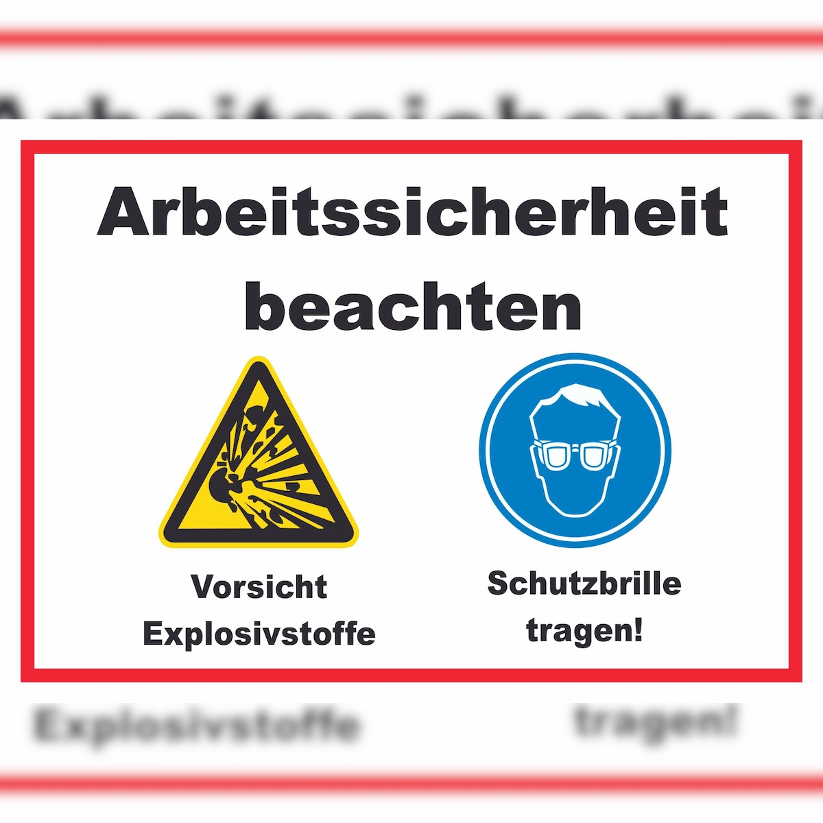 Arbeitssicherheit Explosionsstoffe Schutzbrille Schild A4 (210x297mm) Image