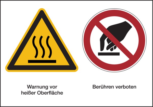 Kombischild, Heiße Oberfläche / Berühren verboten, 148 x 210 mm - 210x148 mm Folie selbstklebend Image