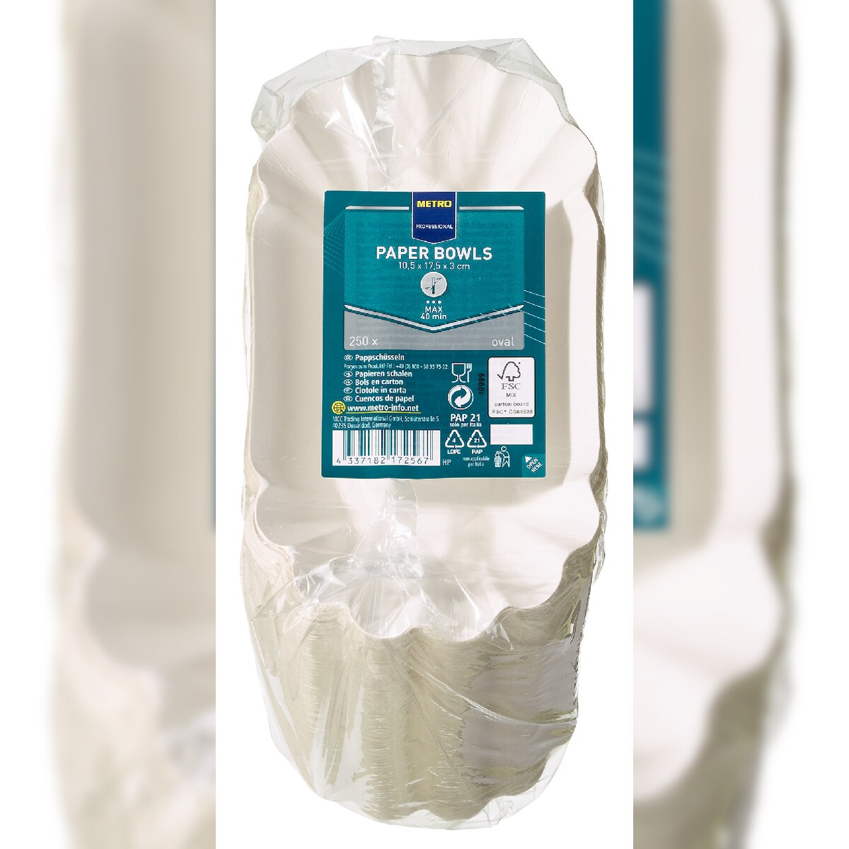 METRO Professional Pappschale, oval, 10.5 x 17.5 x 3 cm, weiß, 250 Stück Image
