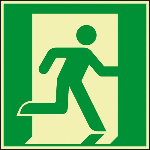 Schild I PERMALIGHT power langnachleuchtend Rettungszeichen Rettungsweg /Notausgang rechts, Aluminium, 200x200mm, ASR ISO E002 Image