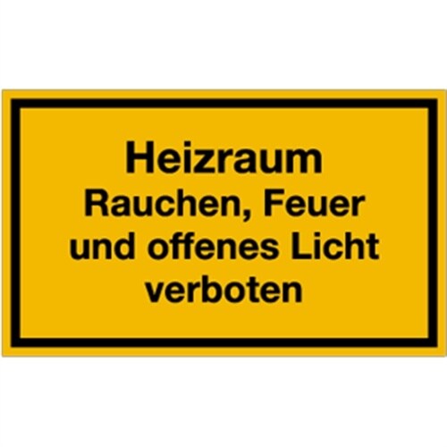 Schild Heizraum Rauchen, Feuer und offenes Licht verboten, Kunststoff, 250x150 mm Image