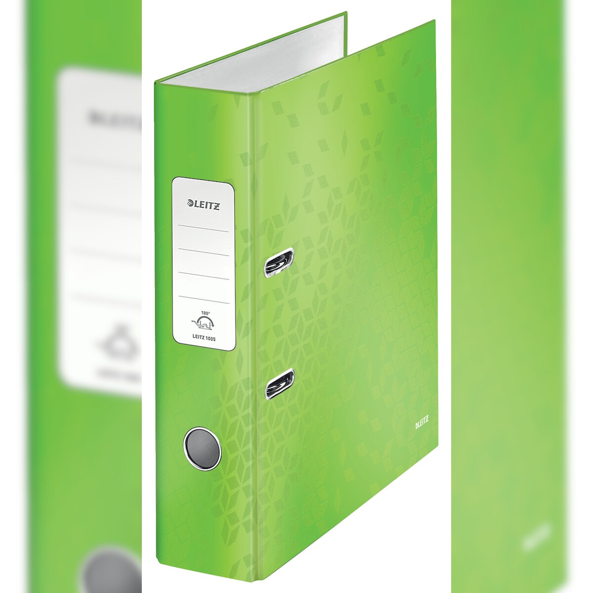 Leitz 180° WOW Breit Ordner DIN A4 80 mm Grün 2 Ringe 1005 Laminierter Karton Hochformat Image