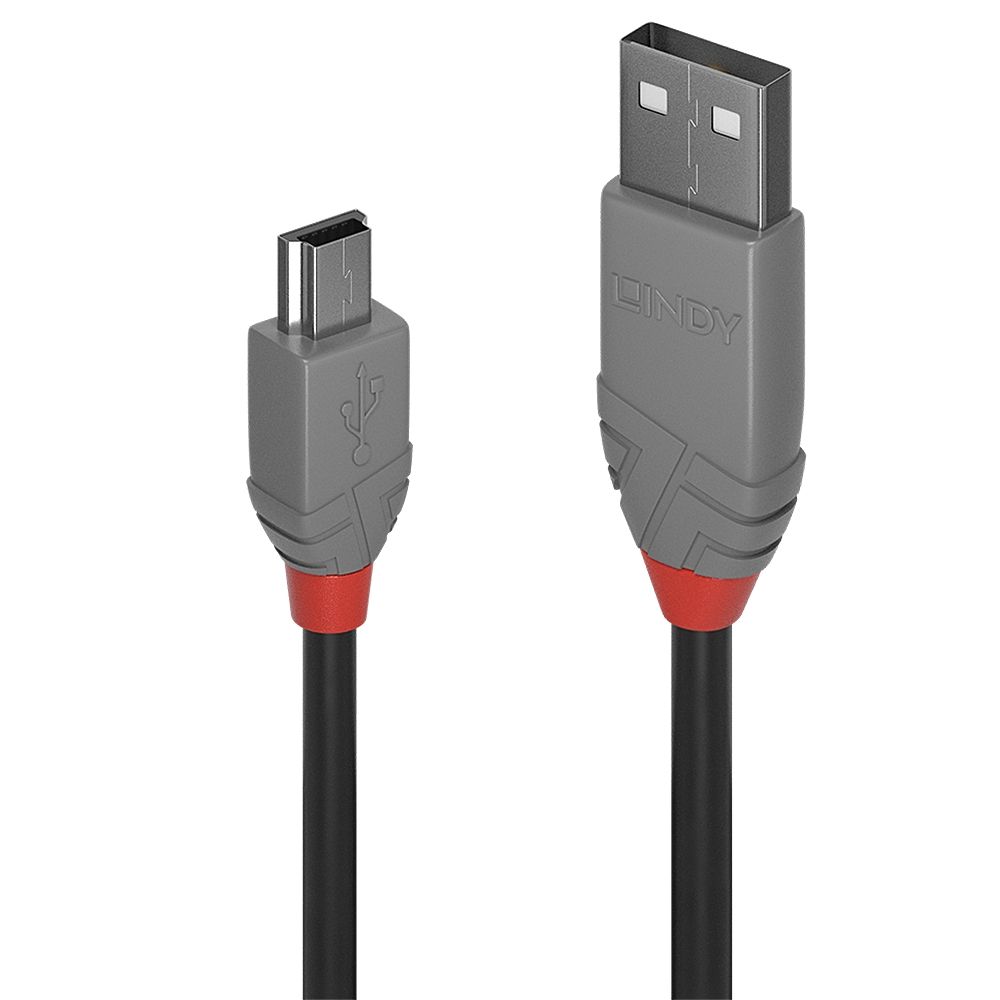 Lindy 36725 Lindy USB 2.0 Kabel Typ A/Mini-B Anthra Line M/M 5m Image