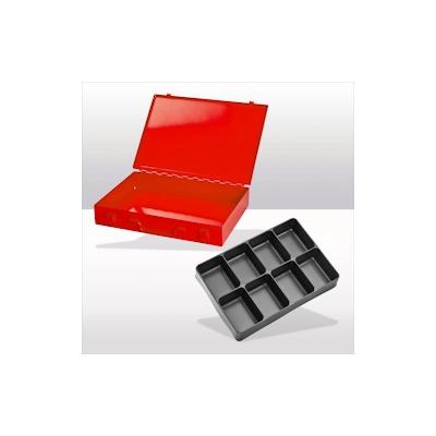 PROREGAL Stahlblechkästen mit Spannverschluss 8 Fächer | HxBxT 5x33x23cm | Verkehrsrot Image
