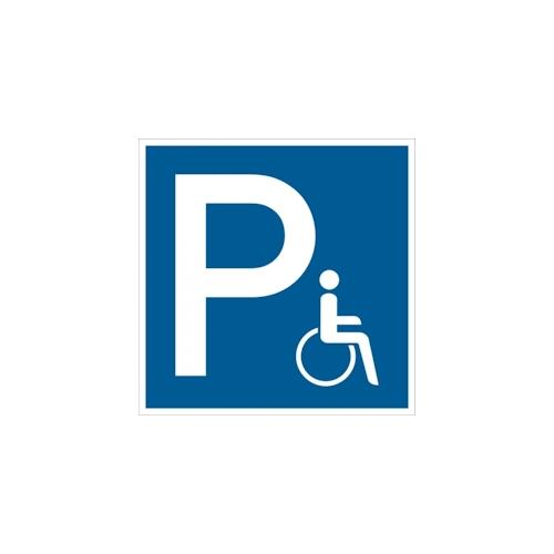 Parkplatzschild, Symbol Rollstuhlfahrer, Folie/Aluminium – 250×250 mm Folie selbstklebend