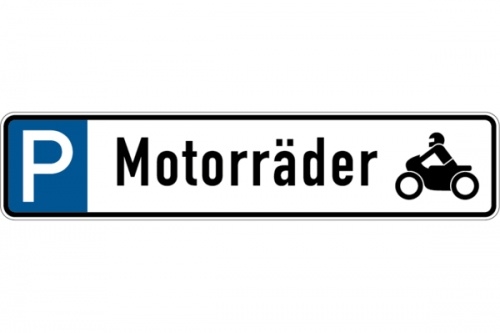 Parkplatzkennzeichen, P-Motorräder mit Symbol, 113x523mm, Alu geprägt - 523x113x0.45 mm Aluminium geprägt Image