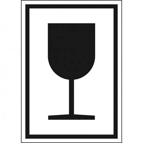 Aufkleber I Verpackungskennzeichen Vorsicht zerbrechlich, Folie, selbstklebend, 74x105mm, DIN EN ISO 780 Image