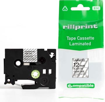 rillstab Schriftbandkassette, schwarz/transparent, 12mm x 8m Image