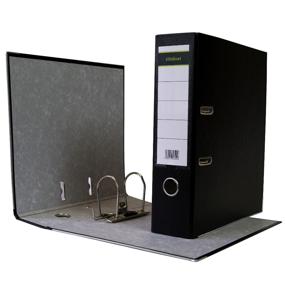 Midori 3 x Ordner A4 8 cm PP Kunststoff Schwarz Aktenordner Briefordner Breit 80 mm Image