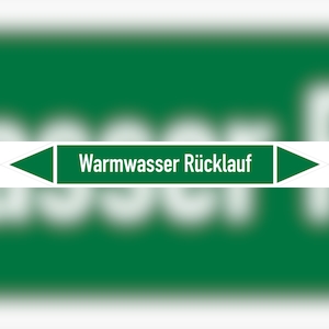 Rohrleitungskennzeichen Warmwasser Rücklauf - 270x37 mm Folie selbstklebend Image