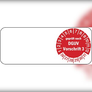 Kabelprüfplakette ab 26, geprüft nach DGUV Vorschrift 3 - Bogen = 5 Plaketten - 50 x 20 mm Folie selbstklebend Image