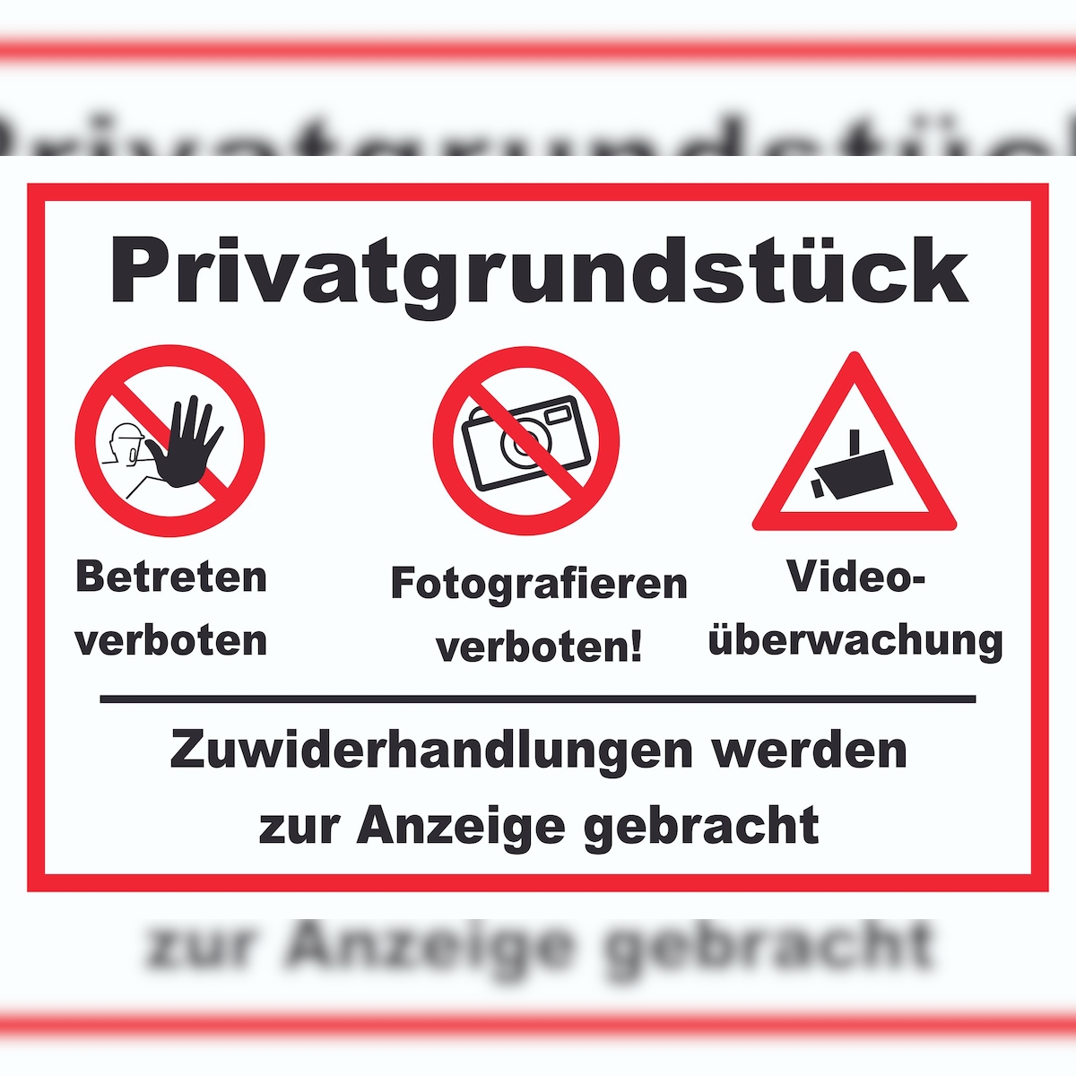 Privatgrundstück Betreten Fotografieren verboten Videoüberwachung Schild A3 Rückseite selbstklebend Image