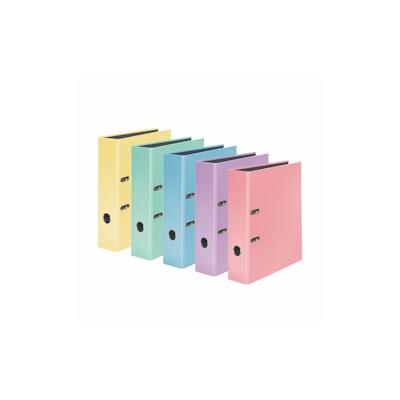 Falken 15062632 PastellColor Ordner DIN A4, Rückenbreite 8cm, schwarzer Innenspiegel, Griffloch - Farben sortiert Image