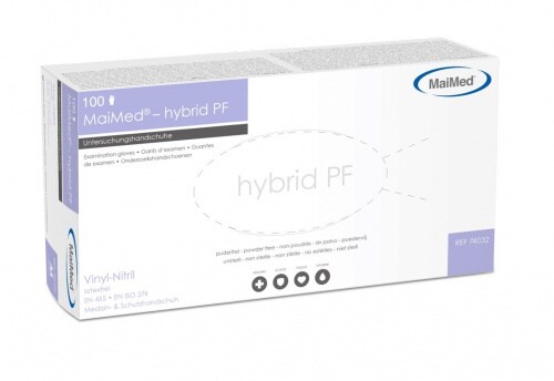 MaiMed Hybrid PF Hybridhandschuhe Einweghandschuhe blau Puderfrei CAT III : S Image