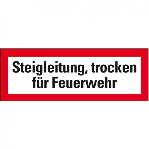 Aufkleber I Feuerwehrschild Steigleitung, trocken für Feuerwehr, Folie, selbstklebend, 210x74mm, DIN 4066 Image