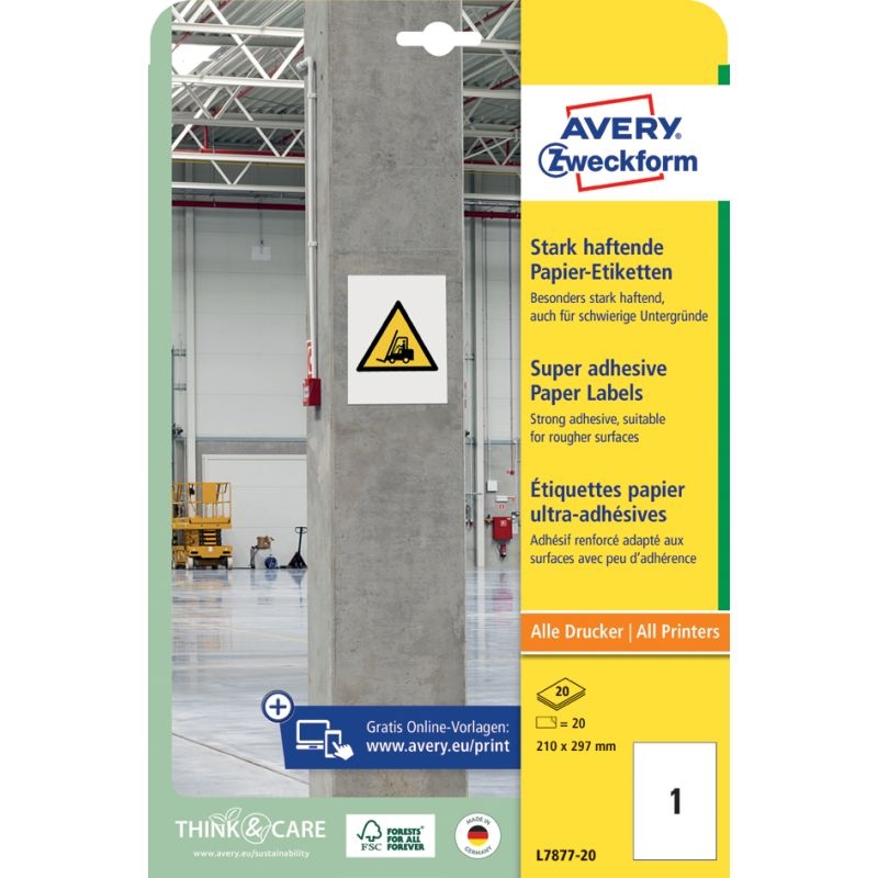 AVERY Zweckform Stark haftende Papier-Etiketten, 105 x 48 mm Image