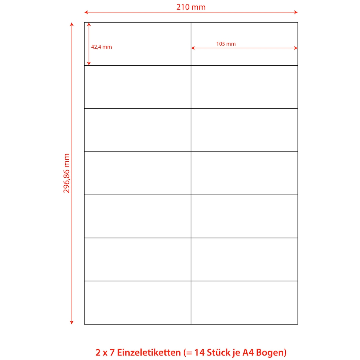 VEPATIM 1400x Etiketten Labels selbstklebend weiß 105 x 42.3mm auf DIN A4 Image