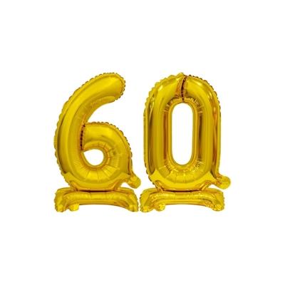 Stehender Folienballon Zahl 60 gold 38 cm 60. Geburtstag