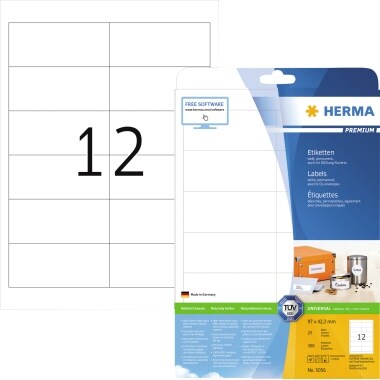 HERMA Etikett PREMIUM 5056 97x42,3mm weiß 300 St./Pack. Image