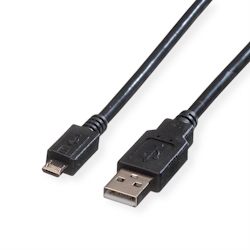 ROLINE USB 2.0 Kabel, USB A ST - Micro USB B ST, schwarz, 3 m Image